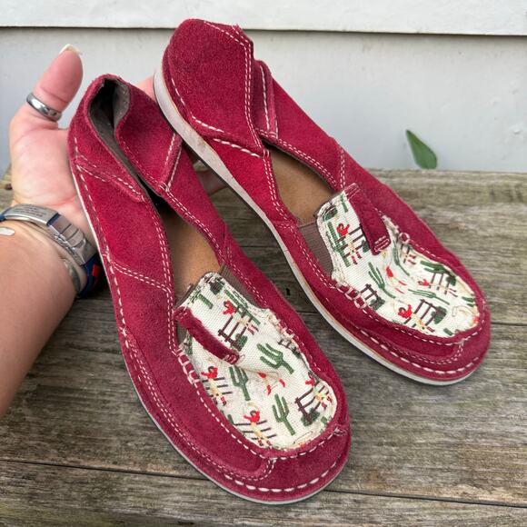 Ariat Cruisers Red Cactus Cowgirl Old West Slip On Shoes Mocs 10024768 7.5B - Picture 2 of 6